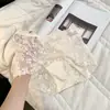 Bragas Retro Francesas Semitransparentes de Encaje Completo para Mujer, Bikini de Cintura Media-Alta, Malla para Dama 10A, Entrepierna de Seda de Morera Antibacteriana