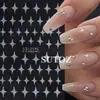 Pegatinas de Uñas de Moda Dulces Geniales Chica Caliente Plata con Purpurina Estrella de Cuatro Puntas Pentagrama Pegatinas Adhesivas para Uñas