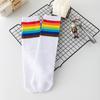 Calcetines modernos para niños blancos coloridos rayas arcoíris calcetines de algodón estilo hip-hop calcetines a juego calcetines para la actuación de estudiantes