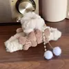 Pinza para el Cabello con Borla de Lazo de Felpa para Recogido en la Parte Posterior de la Cabeza, Pinza Grande de Tiburón para Otoño e Invierno, Accesorio para el Cabello