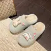 Zapatillas de algodón de punto versátiles nuevas para otoño e invierno, con diseño de personaje, zapatillas cerradas de conejo Miffy con suela gruesa, lindas para que las mujeres las usen al aire libre