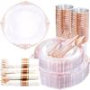 Traje 175 Plato Desechable para Cena Plato Blanco en Relieve Plato Phnom Penh Negro Copa de Vino Transparente Cuchillo y Tenedor Cuchara Plástico Duro PS