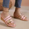 Pantuflas de Cuña para Mujer Verano Europeo y Americano Talla Grande Nuevo Color Combinado Boca de Pez Sandalias de Playa para Mujer En Stock