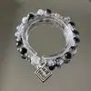 Pulsera de Flor Explosiva Bicolor Blanco y Negro, Diseño de Nicho Estilo Chino, Pulsera Simple y Versátil, Pulsera DIY, Pulsera para Mejor Amiga Estudiante