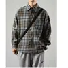 Camisa a Cuadros Retro Americana Diaria de Moda de Manga Larga para Mujer Primavera y Otoño Camisa Perezosa de Calle Chaqueta Fina de Pareja Adolescente