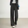Pantalones Rectos de Lana de Oveja y Seda M18 Cintura Suave de Cinco Gansos Blancos, Nuevo Estilo Otoño/Invierno, Forro Polar y Engrosados, Pantalones Casuales para Mujer