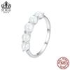Anillo Aifule de perla natural de lujo ligero para combinar con todo, plata esterlina s925 chapado en platino, pulsera de anillo simple, joyería para mujer