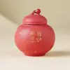 Pote Cerâmico Vermelho da Cidade Proibida para Chá Tamanho Pequeno à Prova de Umidade Pote de Armazenamento de Chá de Alta Qualidade Doméstico Selado para Chá e Grãos