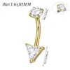 Anillos para Ombligo de Acero Inoxidable Galvanizado con Circonita Blanca Transfronterizos en Formas Cuadrada, Corazón y Gota con Joyería para Piercing de Rosca Interna