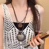 Novo Colar Pena Bronze Zen Chinês Feminino Estilo Étnico Boêmio Camada Dupla Corrente Longa para Suéter Acessórios