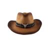 Europeu e Americano comércio exterior moda grandes beirais Ocidental chapéu de cowboy das mulheres primavera e verão novo curling cabeça de vaca protetor solar chapéu de palha