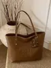 Bolsos Transfronterizos para Mujer 2025 Otoño Nuevo Versátil Color Sólido Letra Gran Capacidad Moda Viajero Bolso de Hombro Bolso Tote