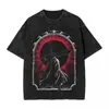Camiseta de Calavera de Sacrificio Marca Lavada 100% Algodón Camiseta Urbana