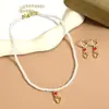 Joyería transfronteriza de San Valentín más vendida Aretes de flor de rosa roja Collar de corazón Conjunto Aretes de San Valentín europeos y americanos