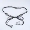 Cinto de Cintura Boho Estilo Étnico de Verão Faixa de Cintura Artesanal Tecida com Contas de Madeira Corda de Cintura Casual para Férias