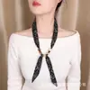 Collar de Bufanda de Seda Vintage con Perlas para Mujer para Primavera y Verano, Diseño Único, Cadena de Suéter con Cinta Ajustable, Bufanda Accesorio Ligera