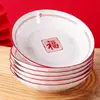 Prato Tigela de Cerâmica Household com Caractere Festivo Chinês Abençoado Tigela de Arroz Prato de Louça Alto Valor de Beleza Casamento Inauguração de Casa Tigela