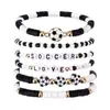 Pulseira Empilhável de Argila Macia Multicor Mais Vendida na Amazon com Pingente de Liga e Letras em Acrílico Conjunto de Pulseiras Elásticas