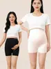 Leggings de Verão para Gestante 2 em 1 Novo Estilo 2026 Suporte para Barriga Finos Anti-Exposição Tamanho Grande Sem Costura Cintura Alta Shorts de Segurança