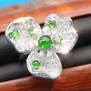 9138 Anillo de Jadeíta Birmana Natural Grado A Tipo Hielo Verde Yang para Mujer con Diseño Versátil