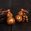 Doce Signos del Zodiaco Calabaza de Madera de Durazno con Llavero de Barra de Oro Hebilla de Cinturón de Cuero Colgante de la Suerte Zodiacal Regalo de Negocios