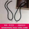 Plata de ley S925 ágata negra corazón de amor cadena clavícula estilo ins personalidad minimalista versátil collar corto de cuentas mujeres