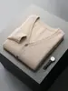 Cárdigan de lana pura 2026 otoño e invierno para hombre, cuello en V, camiseta base de capa de aire, chaqueta cálida casual de negocios para mediana edad