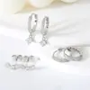 Conjunto de Brincos de Luxo de Nicho no Mesmo Estilo com Incrustações de Zircônia Geométrica, Brincos Versáteis Exquisitos, Pequenos Brincos de Argola