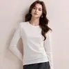 Lan Jing Tencel Modal Cuello redondo pequeño Nuevo top de otoño 2026 para mujer, camiseta interior
