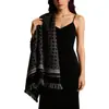 Bufanda Cuadrada de Terciopelo Espiga de Alta Calidad 130cm con Bordes de Borlas, Bufanda Chal Retro Cálida para Mujer, Selva Fantástica Transfronteriza