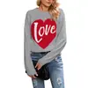 Suéter de Punto con Forma de Corazón y Bloques de Color para Mujer, Estilo Nuevo Otoño e Invierno Transfronterizo Europeo y Americano, Venta Caliente en Amazon, Top de Punto Cuello Redondo
