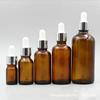 Botella de aceite esencial color té, botella de vidrio para esencias, botella portátil para esencias, 5 ml-100 ml, subenvasado para cosméticos, botella para mezclar DIY