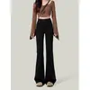 Jeans preto micro flare feminino outono e inverno forrado com fleece 2023 novo cintura alta emagrecedor stretch calça ferradura calça boca de sino