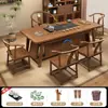 Nuevo Juego de Mesa de Té y Sillas de Madera Maciza Estilo Chino para Oficina, Estación de Preparación de Té Kung Fu, Mesa de Té y Juego de Mesa de Té Todo en Uno