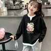 Blusa casual versátil de manga comprida para meninas, estilo waffle, falsa peça dupla, para primavera e outono, nova