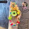 Llavero de Donut de Dibujos Animados Mascota Linda con Cuentas Cordón para Teléfono con Cuentas Dopamina Colgante Decorativo para Mochila de Pareja Regalo