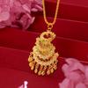 Collar Colgante Fénix Retro Edición Dorada Oro de Arena Vietnamita Elegante Estilo Boda Cadena de Suéter Fénix Dinámica para Mujer Tendencia Nacional