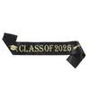 Moda Europea y Americana Temporada de Graduación Clase de 2026 Fiesta de Graduación Correa para el Hombro Tela con Purpurina Cinta de Lámina de Oro Cinta Ceremonial