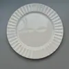 Estilo Ins Blanco Puro Francés Estampado Patrón Vertical Plato de Cerámica Hotel Restaurante Pasta Plato Occidental Plato de Filete Vajilla