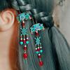 Acessórios de cabelo chineses imitação cloisonné azul queimado, adereço de cabelo para traje antigo, cheongsam, grampo de cabelo face de cavalo, grampo de cabelo em U, grampo de cabelo prato, franja de cabelo, adereço de cabeça passo a passo