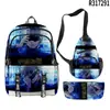 Mochila Escolar Anime 3D Nova Transfronteiriça, Mochila, Estojo, Bolsa de Ombro, Três Peças
