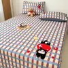 Sábana bajera ajustada de algodón puro, cepillado, con temática de dibujos animados, engrosada, pieza única, otoño/invierno, 100% algodón, funda de cama individual para niños, protector de colchón, juego de tres piezas
