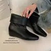 Botines convertibles de punta fina estilo coreano para mujer, con efecto de altura, colección otoño 2026, botas de moda slip-on versátiles y elegantes