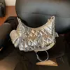 Bolsa Transversal Única de Designer com Múltiplos Bolsos, Corrente de Moda Acolchoada para Ombro, Bolsa de Ombro Estilo Chanel, Tendência Europeia e Americana para o Dia a Dia