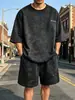 Traje de Verano de Comercio Exterior Transfronterizo para Hombre, Diseño de Nicho Tie-Dye de Cinco Puntos, Moderno y Fresco, Conjunto de Dos Piezas para Hombre de Tallas Grandes