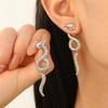 Brincos de Cobra de Diamante de Zircônia Micro-cravada de Luxo Leve Estilo Criativo e Cool Moda Elegante Brincos de Cobra Espírito Doce e Cool
