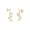 Pendientes Asimétricos de Aleación de Lujo Ligero de Alta Gama Europeos y Americanos con Forma de Rama y Hoja Diseño de Nicho Pendientes de Rama de Olivo Venta al por Mayor para Mujeres