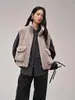 Camisa con Bolsillo de Parche Simple para Mujer 26 Invierno Commute Adelgazante Gris Oscuro Holgada Hombros Caídos Manga Larga