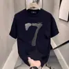 Camiseta Masculina Tendência de Luxo Manga Curta Verão 2025 Novo Estilo Ins Solta Fina Gola Redonda Algodão Puro Top Fresco Tee