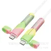 Funda Protectora para Cable de Datos Rosa-Verde, Funda de Silicona Antiroturas, Protección Envolvente, Protector de Cable con Clip, Funda Protectora para Conector